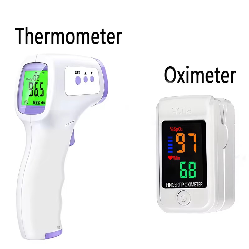 Pulse Oximeter - Non‑Contact Infrared Forehead Thermometer or Fingertip