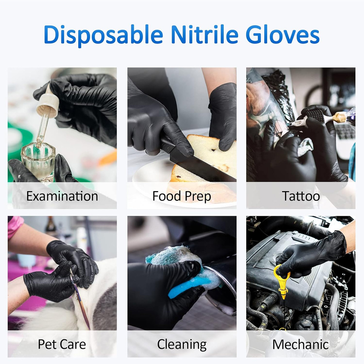 10/50 Pcs Disposable Black Nit - Medical Gloves 评论和价格